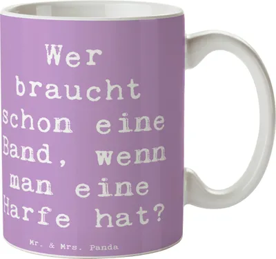 Produktbild von Mr. & Mrs. Panda Pott Spruch Harfenzauber - Lavendeltraum - Geschenk, Becher, Musik, Lernen, Instrument, Tasse, Klang, kaffeebecher keramik, Band, himmlisch, Teepott