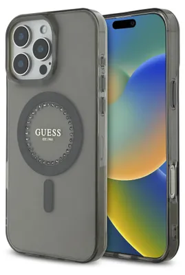 Produktbild von Guess GUHMP16XPFTDTEK iPhone 16 Pro Max 6.9" schwarz hardcase IML Rhinestones MagSafe Schutzhülle