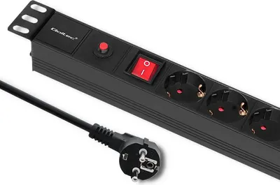 Produktbild von Qoltec PDU Steckdosenleiste mit Überlastschutz für 19" RACK | 1HE | 16A | 6xSCHUKO | 2m