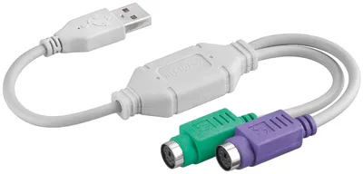Image de Goobay 50965 Convertisseur/adaptateur USB vers PS/2, blanc - USB A mâle > 2 x PS/2 femelle