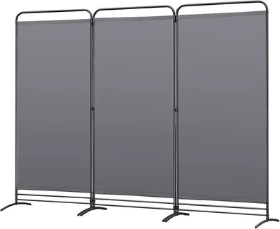 Productafbeelding van Paravent, 3-delig, inklapbaar, vrijstaand, scheidingswand, privacywand, scheidingswand, mobiele wand, scheidingswand, privacybescherming voor kantoren, balkon, slaapkamer, tuin, 243 cm x 180 cm, grijs