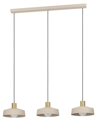 Image de EGLO Lampe à suspendre Valdiola, Lampe à suspendre de table à manger à 3 flammes, Lampe de salle à manger en métal couleur sable et laiton brossé, Lampe à suspendre, douille E27