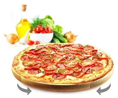 Image de Plateau à pizza - Rond et pivotant - Diamètre 30 cm - En bois de hêtre