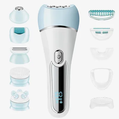 Produktbild von 6-in-1 Damen Epilierer, wasserdicht IPX7, Rasierer, Gesichtsreinigungsbürste, Pediküre, USB Ladegerät, tragbarer Haarentferner