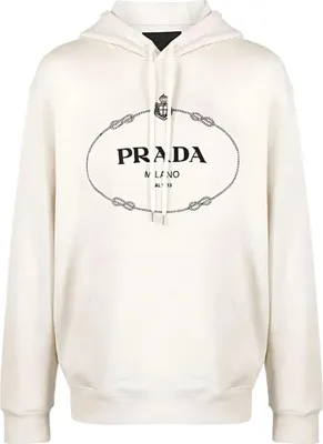 Immagine prodotto di Felpa con cappuccio Prada con stampa del logo  Bianca Uomo
