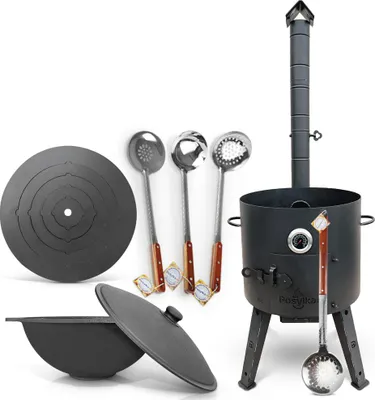 Produktbild von Gusseisen Kazan 16 L Deckel Utschak Uchag Feuerofen 44cm Herdplatte Schaumlöffel