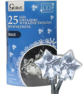 Zdjęcie produktu dla Lampki choinkowe 25 led gwiazdki na baterie zimny biały
