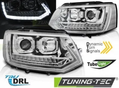 Produktbild von Tagfahrlicht Scheinwerfer für VW T5 GP (Facelift) 10-15 chrom dynamische LED Blinker