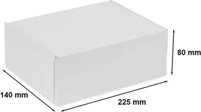 Produktbild von Karton 225 x 140 x 80 mm, weiß, gestanzt, Verpackung Größe A