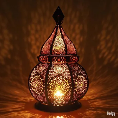 Zdjęcie produktu dla Gadgy Gadgy Latarnia orientalna – arabska lampka – świecznik na podgrzewacze – świecznik na podgrzewacze – 36 cm – metal