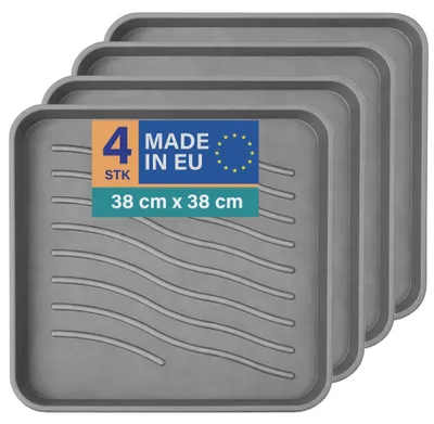 Obrázek produktu pro Odkapávací podložka na boty 38 x 38 x 2,5 cm, antracitová, balení po 4 kusech, podložka s vysokým okrajem, vodotěsná, odolná odkapávací podložka na boty, ochrana před nečistotami a vlhkostí