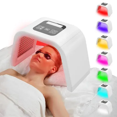 Produktbild von LED-Lichttherapie,LED Gesichtsmaske Lichttherapie,Mehrfarbige LED-Gesichtsmaske,tragbare Rotlichttherapie-Maske,Hautpflege für Zuhause und unterwegs