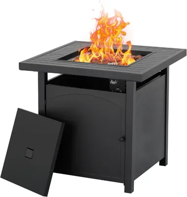 Image de Brûleur de terrasse à gaz - Chauffage d'extérieur - Foyer de jardin - Flamme réelle - Pierres de lave - Compact et résistant aux intempéries