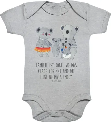Produktbild von Mr. & Mrs. Panda Strampler Koala Familie 1. - 3. Monat - Heather Grey - Geschenk, Kinder, babykleidung body, Family, Baby, Mama, Muttertag, Koalas, Kurzarmbody, Babybody