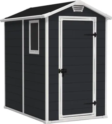 Produktbild von Keter Manor 4x6 Gartenhaus, 130x192x198 cm, kompakt, wetterfest, mit Bodenpaneel & Belüftung
