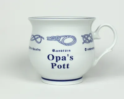 Produktbild von Opa's Pott mit Seemannsknoten bauchig Becher Kaffeebecher Teebecher…
