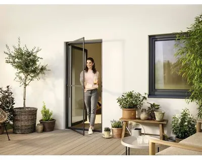 Produktbild von tesa® Fliegengitter Alu Comfort XL für Türen anthrazit 1,2x2,4 m