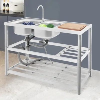 Obrázok produktu pre Kuchynský drez - Jednomiestny drez - Nerezová oceľ - S armatúrou - 1 otvor - Nosnosť 100 kg - Montáž