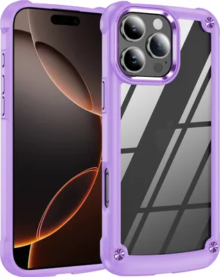 Produktbild von iPhone 16 Pro Hülle, Hybrid Transparente PC Robust TPU Bumper Stoßfest Schutzhülle für iPhone 16 Pro Lila