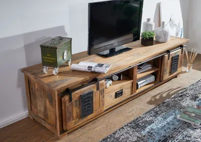 Produktbild von MASSIVMOEBEL24 TV-Board Mango 200x55x50 natur lackiert RAILWAY #151