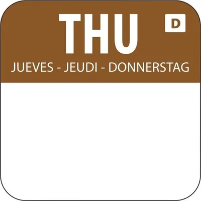 Produktbild von Vogue Selbstauflösende Lebensmittelrotationsetiketten Donnerstag (1000 Stück)