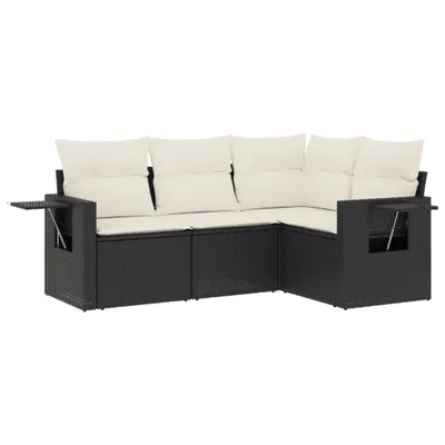 Obrázek produktu pro vidaXL 4dílná zahradní sedací souprava s polštáři Black Poly Rattan