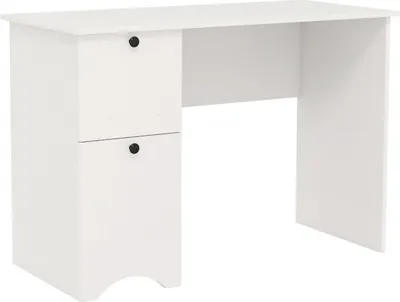 Image de Table d'ordinateur avec 2 tiroirs, bureau, table de jeu robuste, coiffeuse, table pour ordinateur portable, blanc