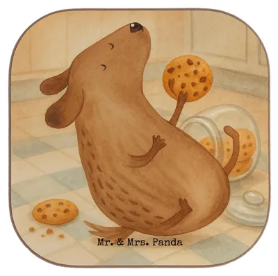 Produktbild von Mr. & Mrs. Panda Untersetzer für Gläser Hund Keks Design - Weiß - Geschenk, Leckerli, Sprüche, Getränkeuntersetzer, Coaster, gläseruntersetzer, Hungrig, Hundeleckerli