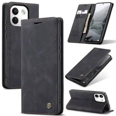 Produktbild von Hülle für Xiaomi Redmi Note 17 Pro Max Retro Kunstledertasche mit Standfunktion Schutzhülle Schwarz