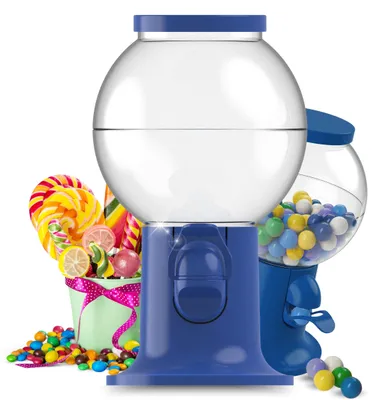 Produktbild von Blauer Bonbonspender aus PS, mit abnehmbarem Deckel und sicherem Stand, Ausgabeöffnung 2 cm, Sockel Ø 11 cm