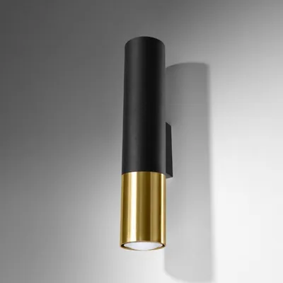 Image de Applique Murale Noire Or pour 2 Ampoules GU10