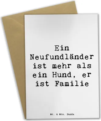 Produktbild von Mr. & Mrs. Panda Grußkarte Spruch Neufundländer Familie - Weiß - Geschenk, Familienhund, weihnachtskarten, Hunderassen, Hunderasse, Newfoundland, glückwunschkarten