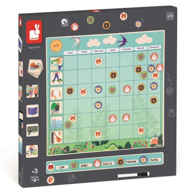 Image de Janod Tableau magnétique - Planification hebdomadaire pour enfants - Jouets éducatifs