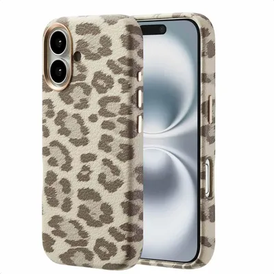 Produktbild von Selencia Sabi Backcover Leopardenmuster mit MagSafe iPhone 16 - Soft Ivory