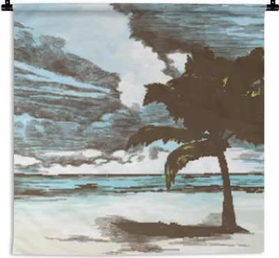 Produktbild von MuchoWow® Wandteppich Wandbehang Strand - Palme - Meer 150x150 cm Tapisserie Dekoration Wandtuch - Wohnaccessoires - Modernes