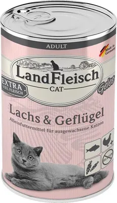 Produktbild von Landfleisch Cat Adult Gelee mit Lachs & Geflügel 400 g