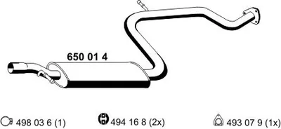 Produktbild von ERNST 650014 Mittelschalldämpfer Schalldämpfer für VOLVO V40 Kombi (645) S40 I (644)