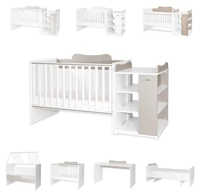 Produktbild von Lorelli Babybett Multi, Jugendbett, Schreibtisch, Wickeltisch, mehrfach umbaubar beige