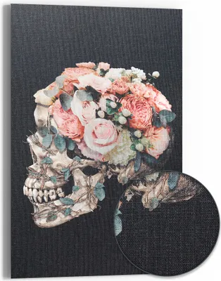 Produktbild von DEQOART Hybrid Leinwand Bild 60x90 cm 'Blumen des Lebens' Wandbild Glas flach modern