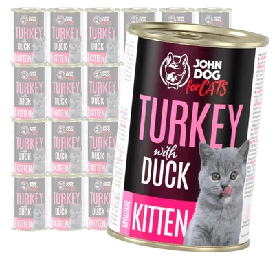 Produktbild von John Dog for Cats Truthahn- und Entenmousse 24x400g Getreidefreies Nassfutter für Kätzchen