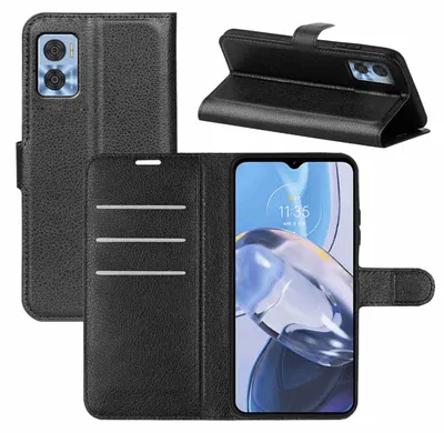 Obrázek produktu pro Pro Motorola Moto E22 Pouzdro na mobilní telefon Black Cases Synthetic Leather Cover Protection