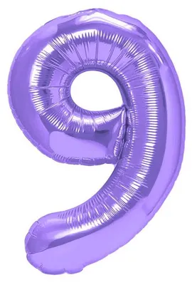 Produktbild von Folienballon mit der Zahl 9, violett, 100 cm