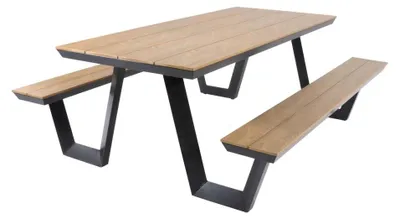 Produktbild von Lesli Living - Picknick-Set Arezzo - Anthrazit - 200x89x75cm