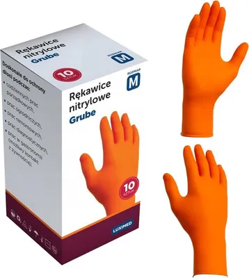 Produktbild von Luximed Nitrilhandschuhe Orange, 10 Stück | Größe XS – Perfekter Schutz für Arbeit und Haushalt