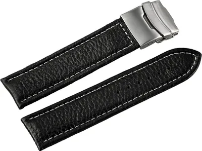 Produktbild von Basic Echtleder Armband in schwarz, genarbt, gepolstert, 16 mm