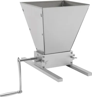 Image de Moulin à grains manuel - Moulin à malt à 2 rouleaux - Broyeur de malt réglable pour céréales, café et épices - Acier inoxydable - Argent