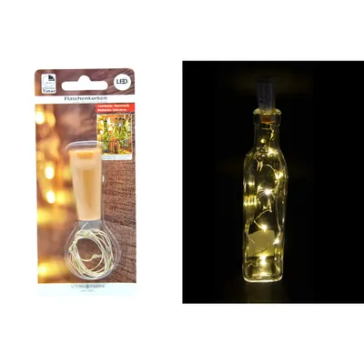 Produktbild von 8er Korken Timer Led Lichterkette Draht Flaschenlicht Weinflasche