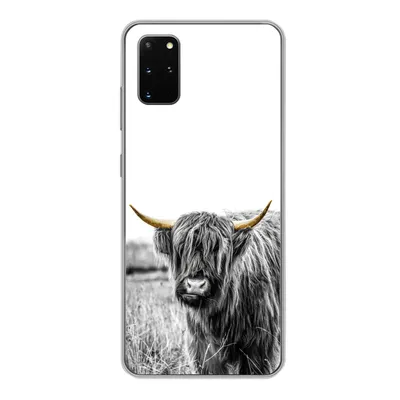 Produktbild von MuchoWow® Handyhülle Schutzhülle Hülle für Samsung Galaxy S20 Plus Schottischer Highlander - Gold - Schwarz - Weiß Silikon Softcase Handy Hülle - Hartschale