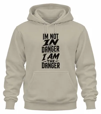Produktbild von IM NOT IN DANGER I AM THE DANGER Statement Sarkasmus Kult Hoodie Kapuzenpullover, Natur, XL