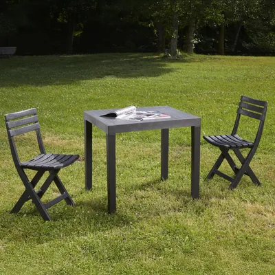 Produktbild von Set Gartenmöbel Ortisei Schwarz, 2-Sitzer mit Tisch